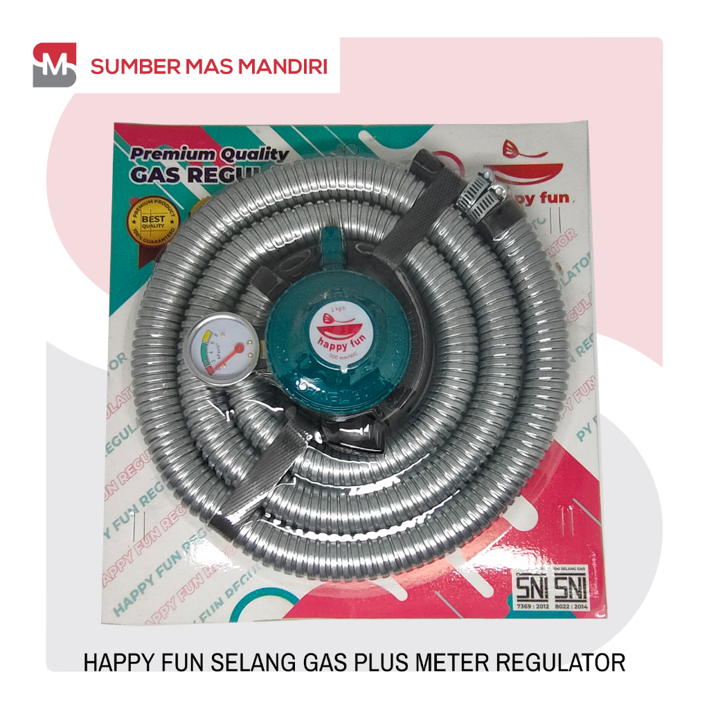 SELANG REGULATOR HAPPY FUN ORIGINAL / SELANG GAS + KEPALA REGULATOR SNI
