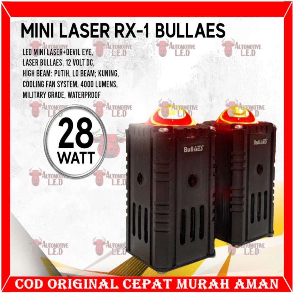 ORIGINAL LAMPU LED LASER RX1 MINI LASER RX-1 28 WATT  FREE SAKLAR SPION MERK BULLAES X1 MINI LED