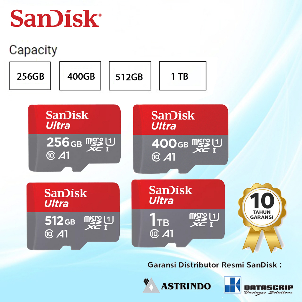 Memory Card | Micro SD 256GB | 400GB | 512GB SanDisk Ultra A1 Up to 150Mbps Class 10 - Garansi Resmi