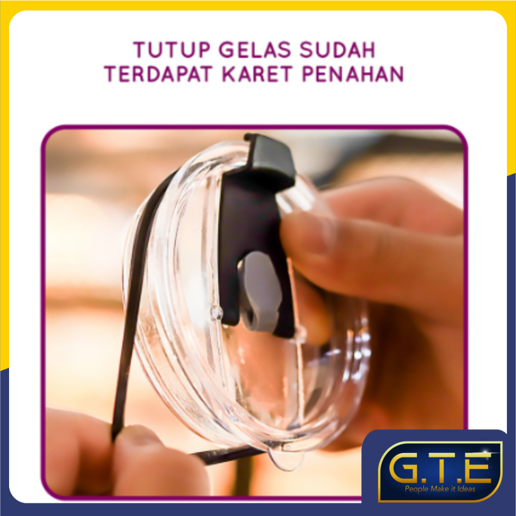 GTE | Gelas Tumblr Kaca Bening Gelas Mug Gelas Kaca dengan Tutup Anti Bocor 400ml Botol Minum Kaca Gratis Sedotan