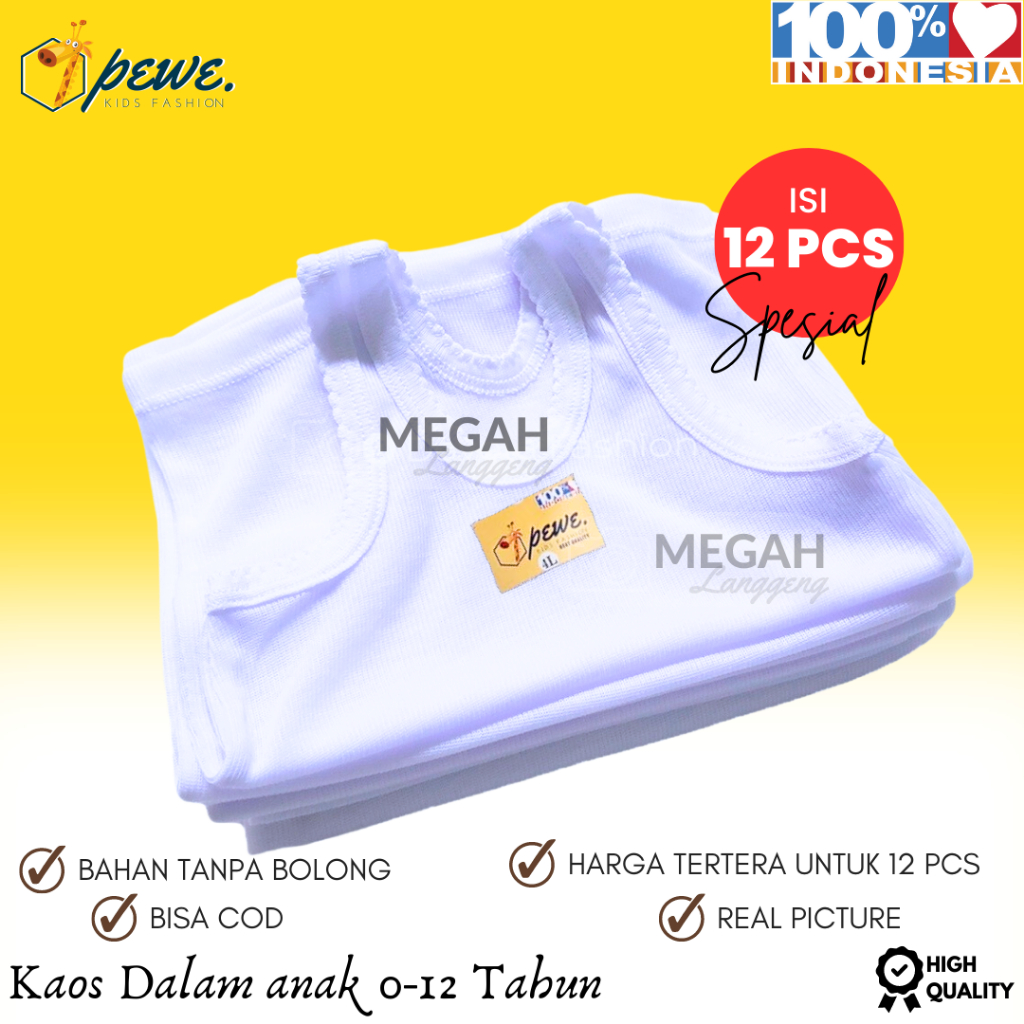 Grosir 1 Lusin 12 PCS Singlet Kaos Dalam anak laki laki umur 0 - 12 tahun - Kaos dalam anak laki laki lusinan - Kaos dalam bayi laki laki - Kaos dalam bayi perempuan - Daleman anak perempuan - Singlet anak perempuan lusinan - Daleman anak cewek