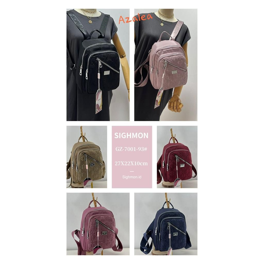 (PINK_IMP) New Import Tas Ransel Sighmon Fashion Wanita . Full Emboss