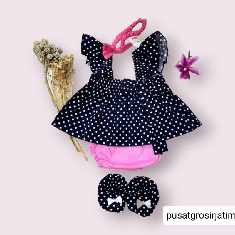 Set polka pita Setelan bayi perempuan jumper bayi overall baku bayi cewek bayi baru lahir