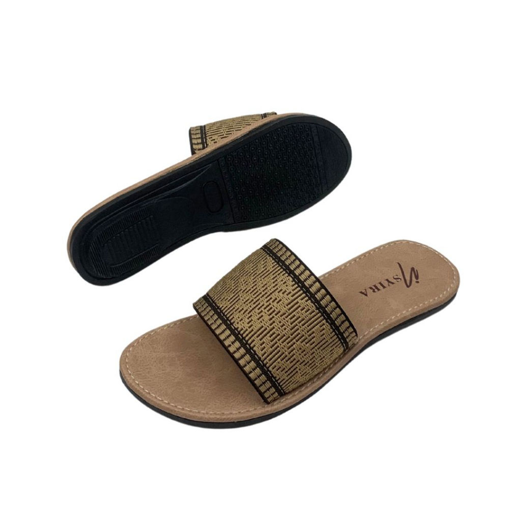 Insyira - Sandal Wanita Turki Yasmin Alas Krem / Sandal Wanita Selop Non Slip