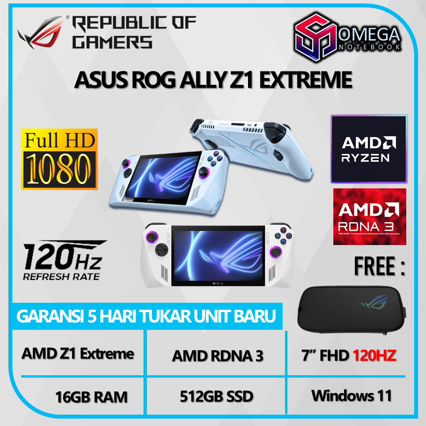 Gaming Konsol ASUS ROG ALLY Z1 Extreme AMD Ryzen Z1 Extreme 16GB 512GB Radeon RDNA 3 7&quot; FHD Windows 11