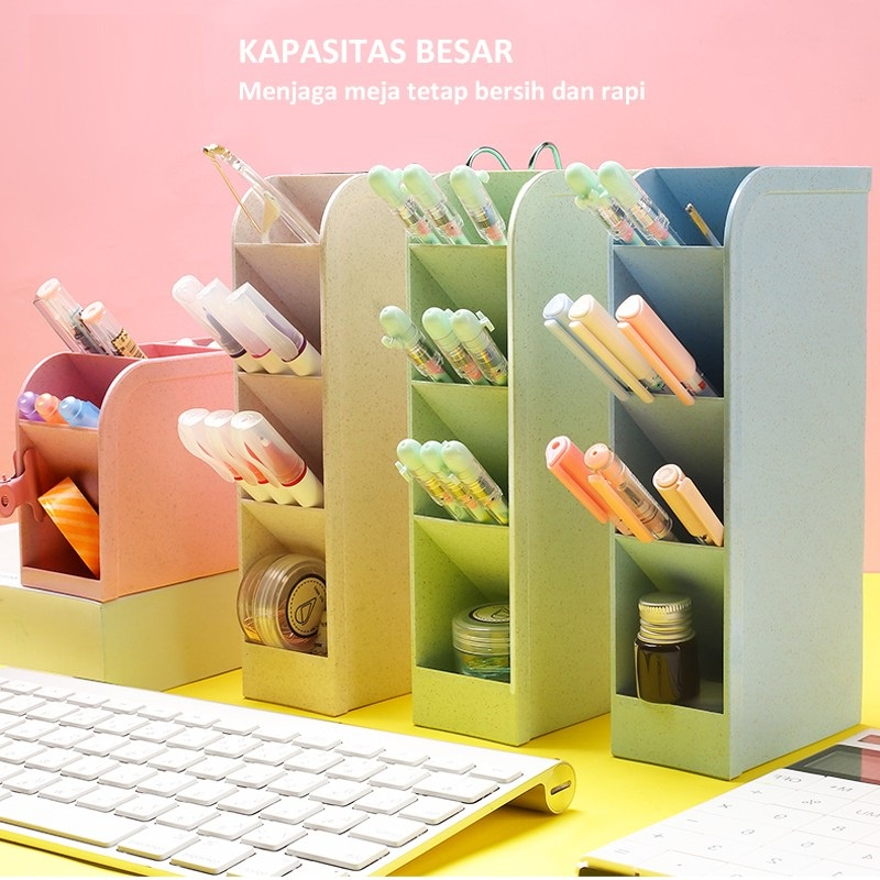 

[FS] Pen Holder Pastel Rak Pulpen Pena Stationery 4 Tingkat Multifungsi 20*5*9cm