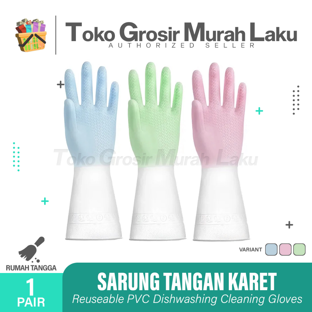 SARUNG TANGAN KARET 2 WARNA - SARUNG TANGAN KARET CUCI PIRING ANTI AIR