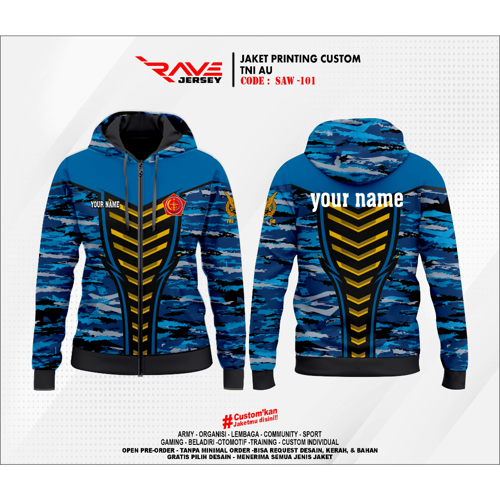 JAKET TNI AU SESI 1 FULL PRINTING SUBLIM CUSTOM (DESAIN SUKASUKA)