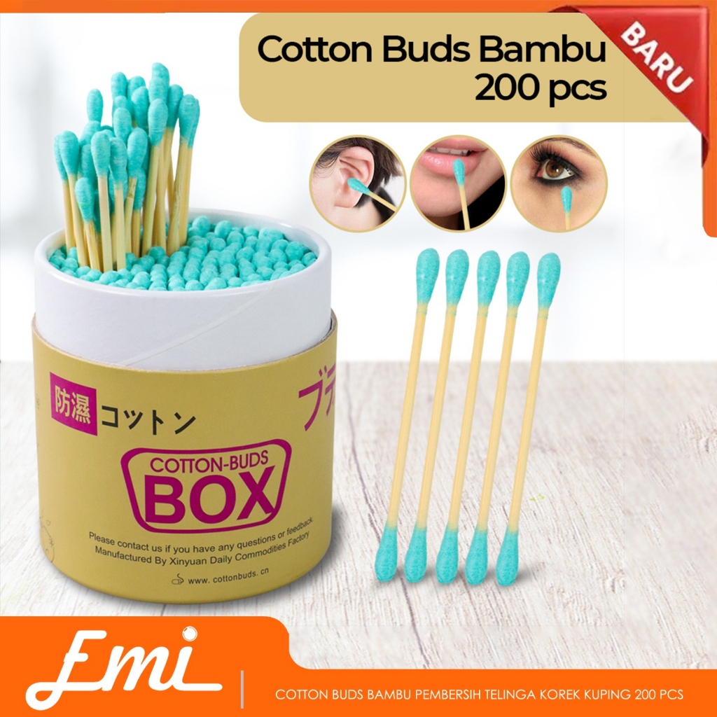 Cotton Buds Bambu Pembersih Telinga Korek Kuping 200 PCS