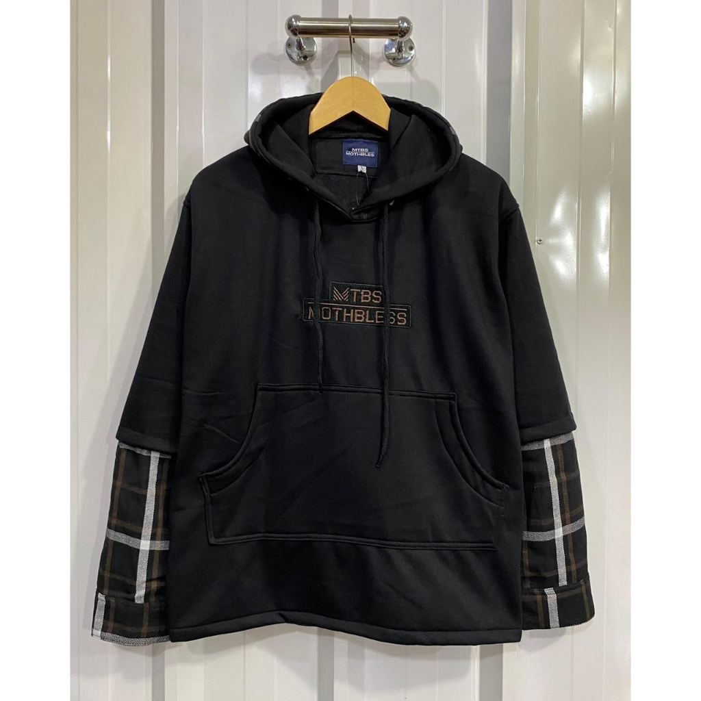 POSEIDON - Jaket Sweater Hoodie MOTHBLESS COMBINASI FLANEL M - XXL Pria Wanita Premium