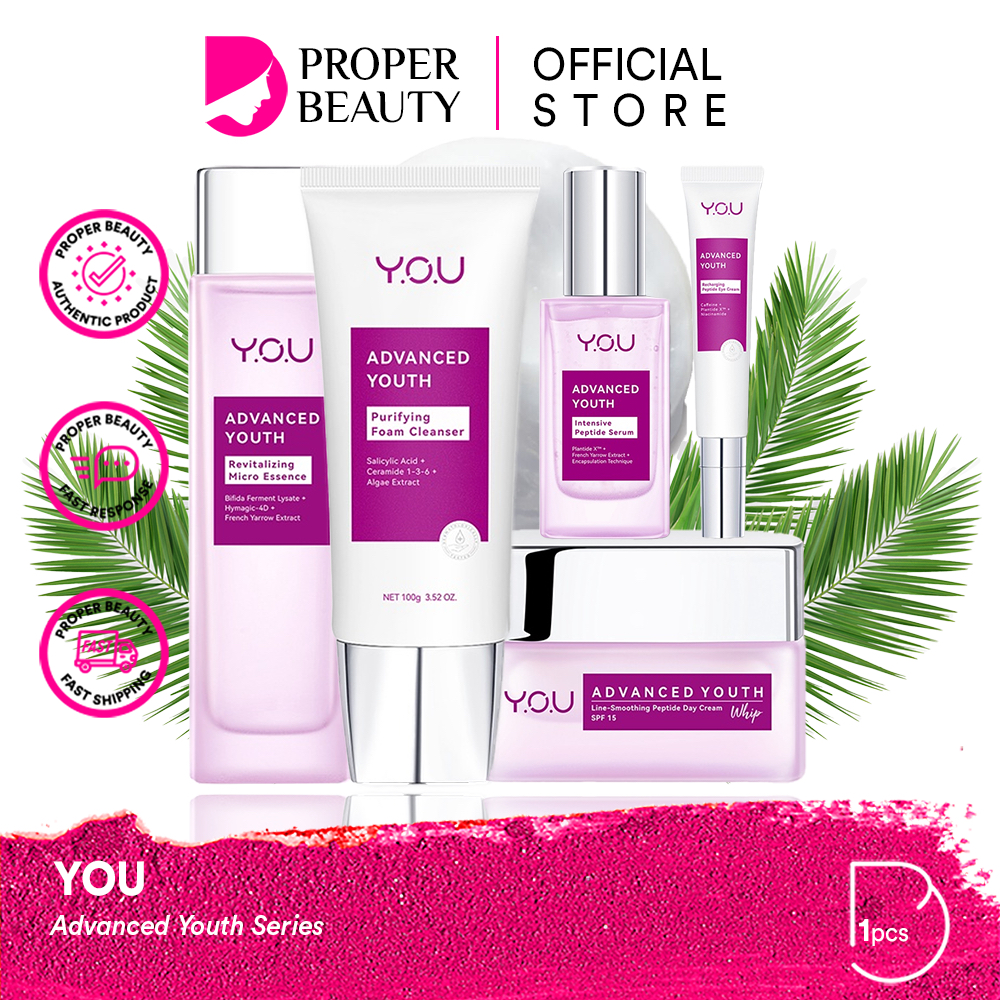 YOU Advanced Youth Series Indonesia / Purifying Foam Cleanser / Revitalizing Micro Essence / Intense Peptide Serum / Recharging Peptide Eye Cream / Line-Smoothing Peptide Day Night Cream SPF 15 / Anti Aging Penuaan Dini / Skincare Toner Mask Krim / Y.O.U