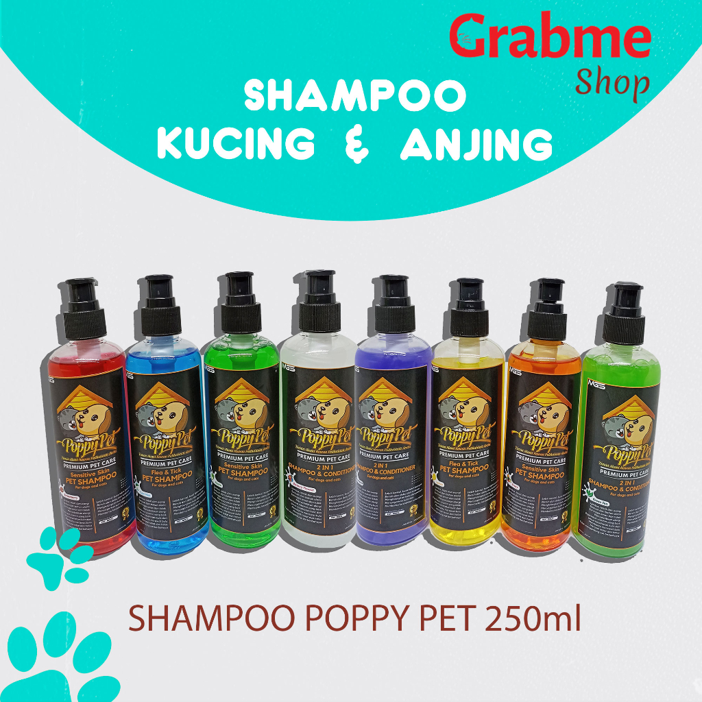 Shampoo Kucing &amp; Anjing POPPY PET Wangi Premium Pet care 250ml