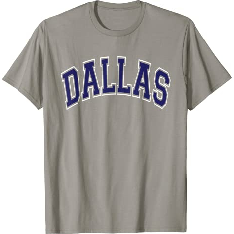 Baju Kaos Dewasa Dallas Texas TX Varsity Style Navy Blue Text T-Shirt Pakaian Fashion Katun Pria Wan