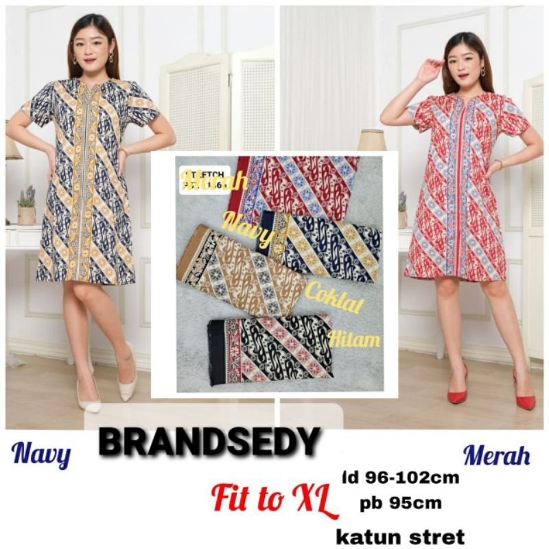 DRESS BATIK WANITA / GAUN KANTOR LENGAN PENDEK / DRESS FASHION KATUN