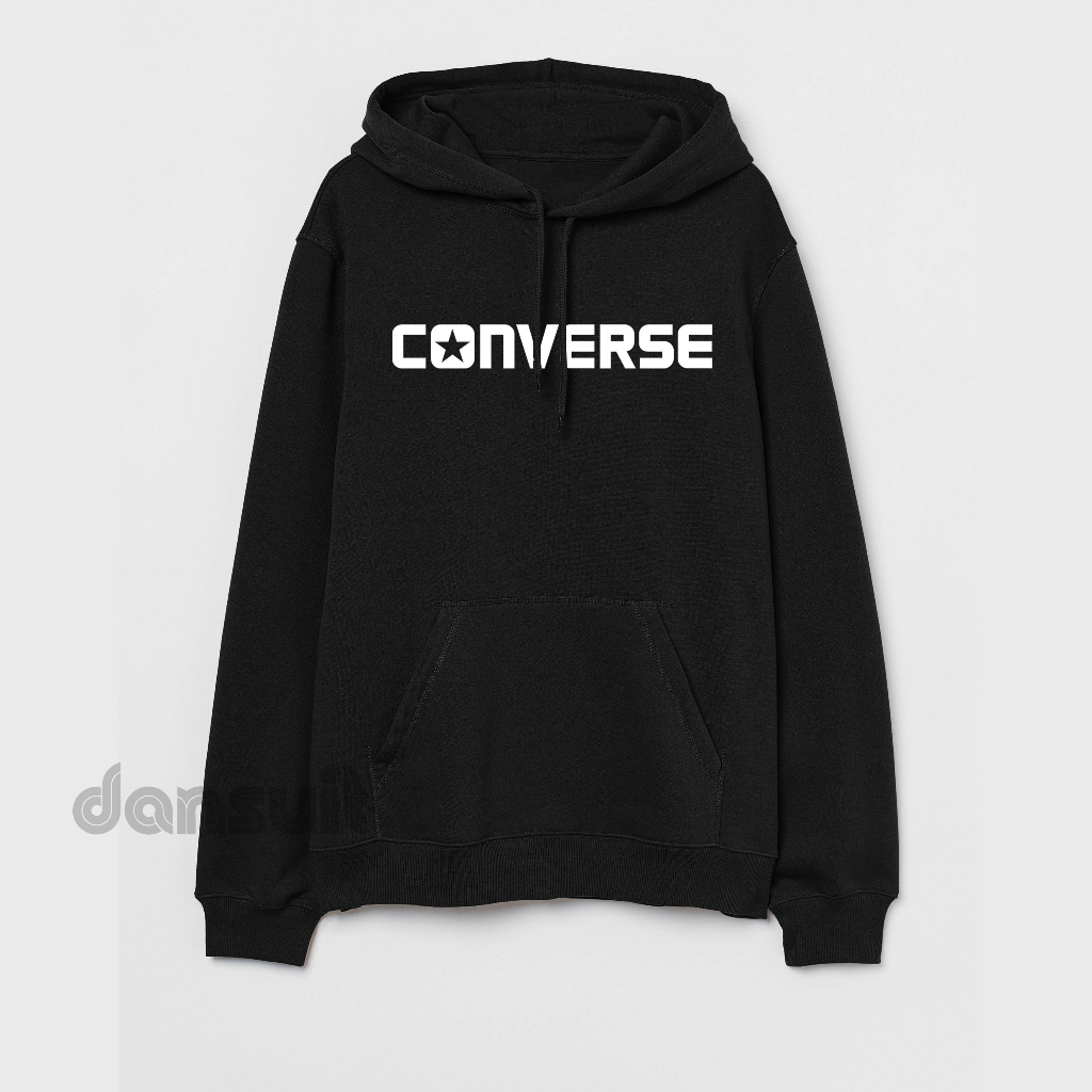 Sweater Hoodie Pria Wanita M - XXXL Sweater Hoodie CONVERSE Logo Bahan Fleece Tebal Premium