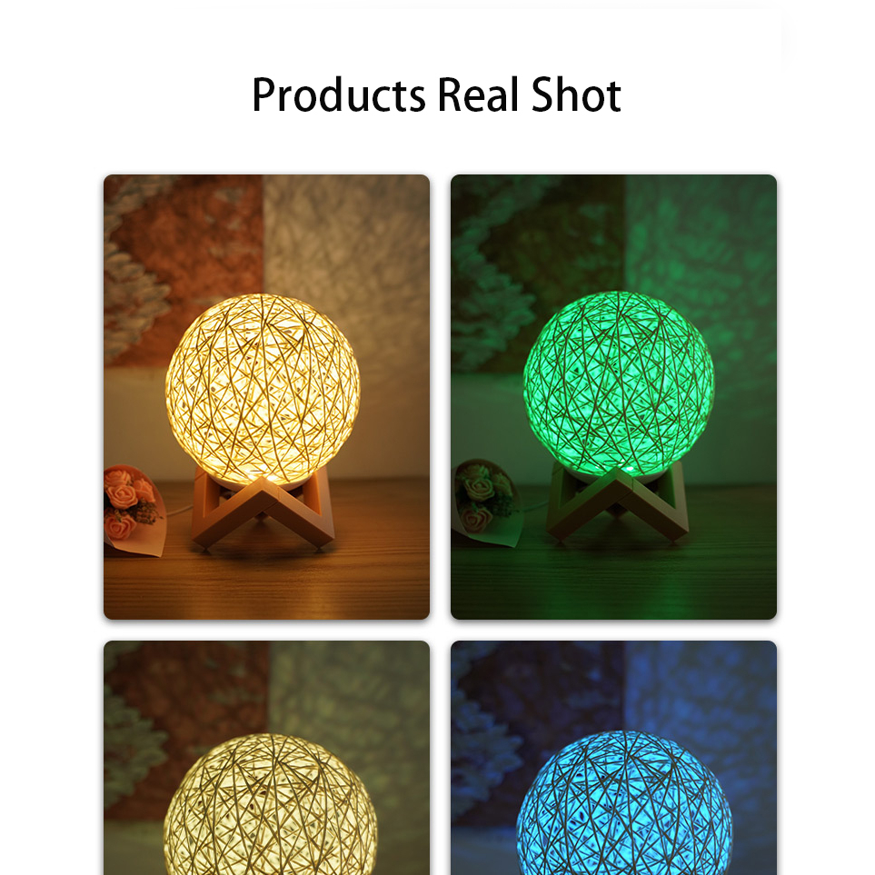 Homecreativez Lampu Tidur Bola Rotan 3D Night Light USB Aesthetic