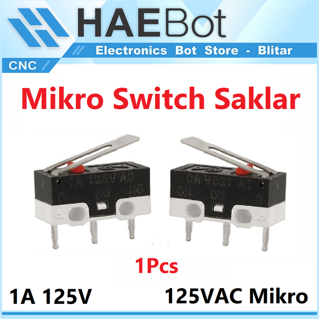[HAEBOT] Micro Limit Switch Saklar Mikro Tekan SPDT 125V 1A Mini Kecil Mouse CNC 3D Printer Elektronika 3 Pin Push Momentary Button