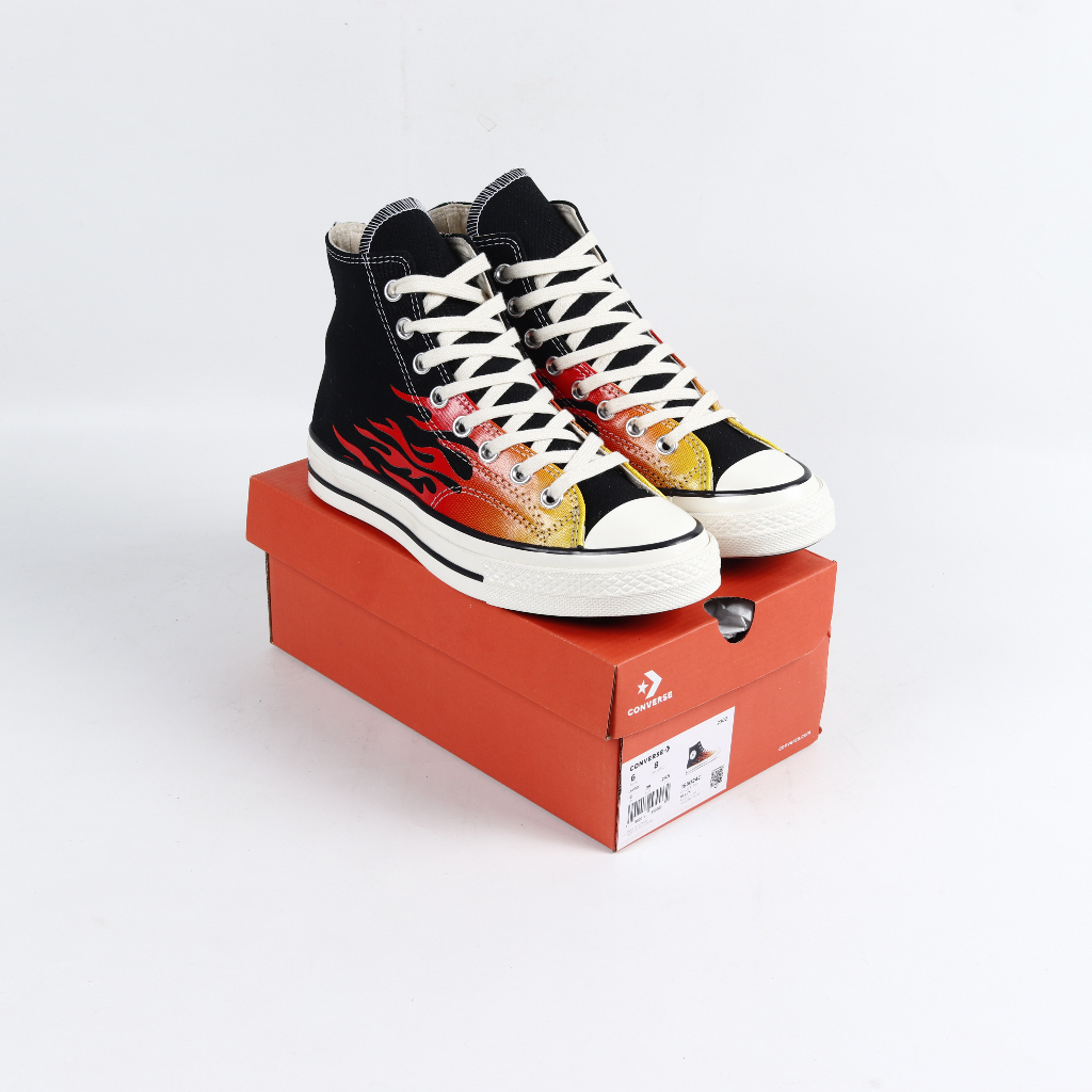 Sepatu Converse Chuck Taylor 70s Hi Flame Black Red - Converse Flame
