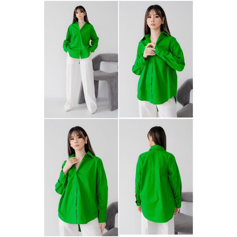 Voila Basic Shirt ( Kemeja Basic Polos Kancing Wanita Oversize kuliah kerja Kancing Premium  ) Trending Kemeja Best Seller Kantor Basic Adem Nyaman | Kemeja Oversize outer