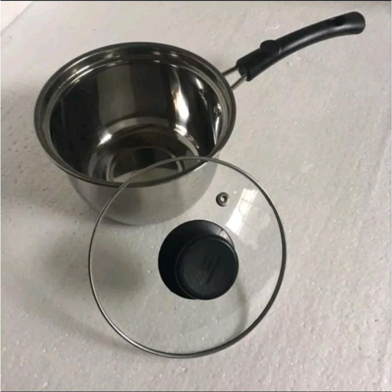 PANCI SUSU STAINLESS + TUTUP KACA 20 CM PANCI REBUS MIE PANCI MASAK AIR