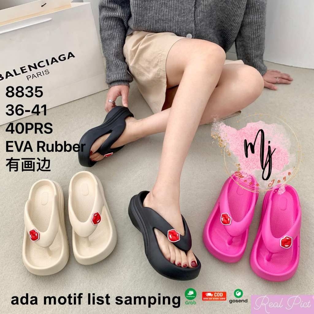 Sandal Wedges Jepit Fuji Eva Rubber Import Terbaru