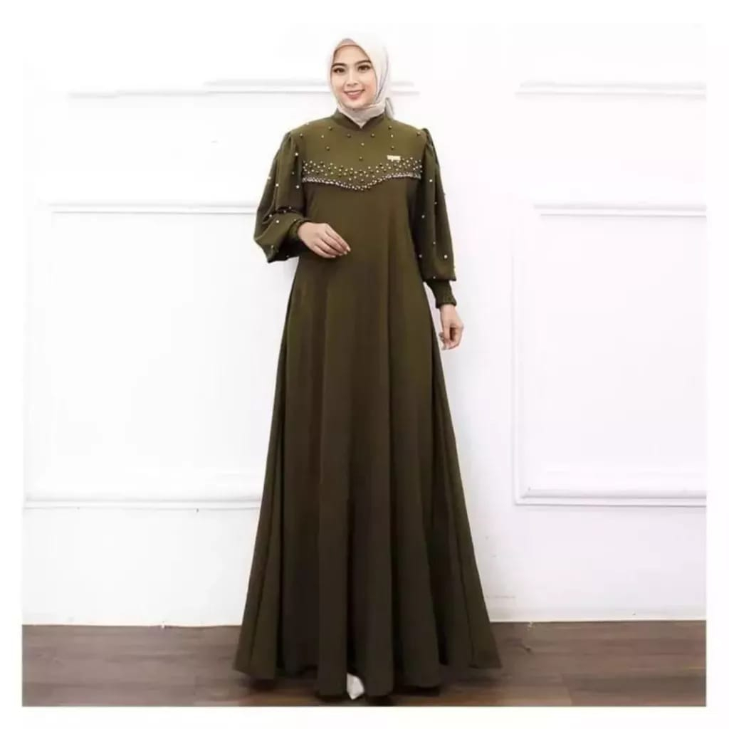 Vioni Dress Crinkle Airflow Premium Gamis Pesta Mewah Elegan Aplikasi Mutiara Baju kondangan Wanita Kekinian Firlya Maxy Dress