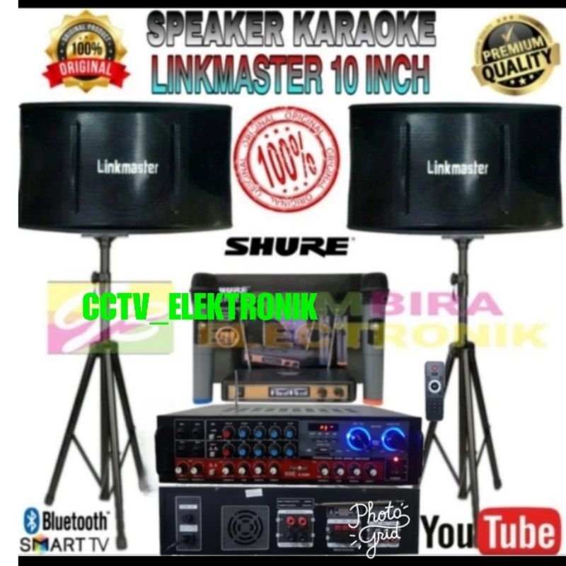PAKET SOUNDSYSTEM LINKMASTER AMPLIFIER FIRSSCLASS KARAOKE RUMAHAN MIC SHURE