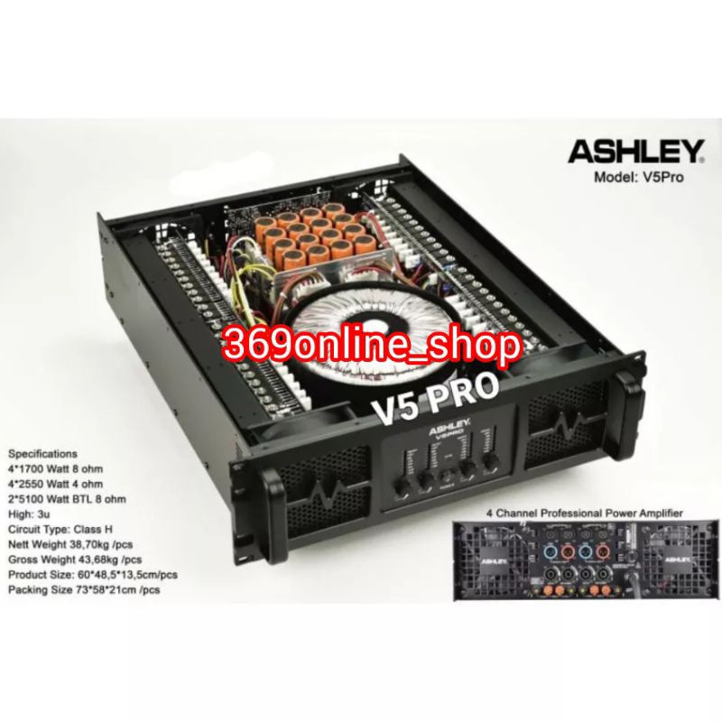 Power Amplifier 4 channel Ashley v5pro original power 4 channel
