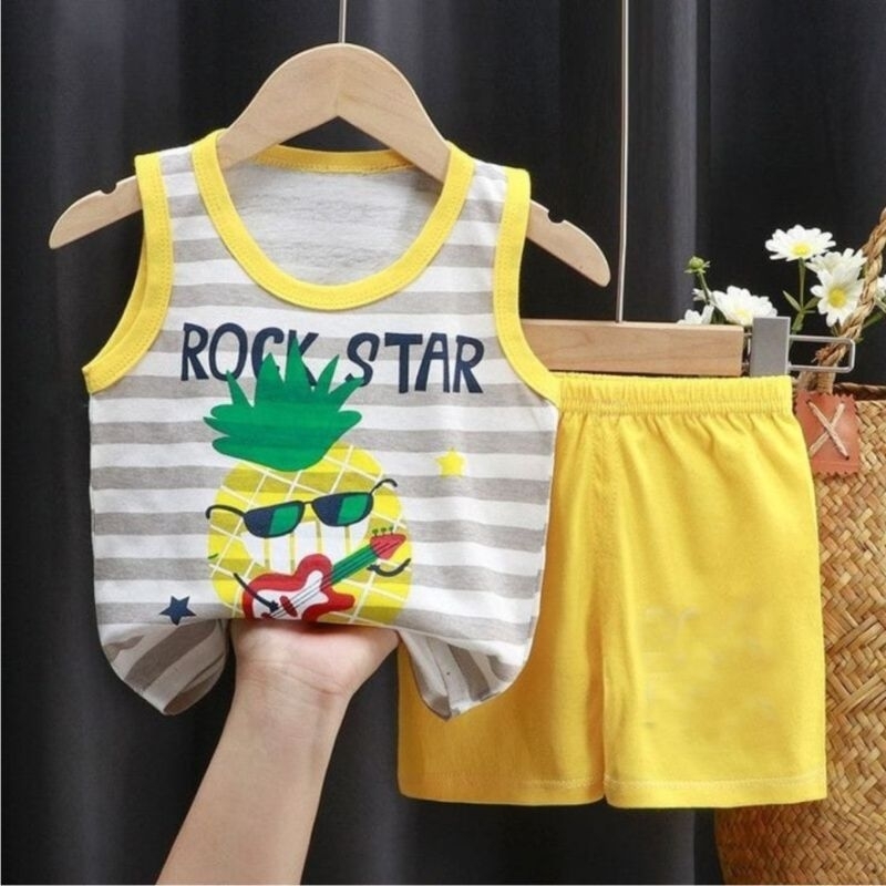 SETELAN SINGLET ANAK ANAK ROCK STAR/SETELAN SINGLET ANAK ANAK PREMIUM/SET ANAK UMUR 0-5 TAHUN