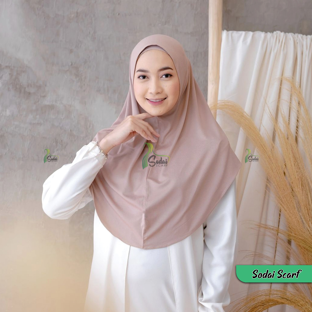 Jilbab Instan Bergo Hamidah Non Pet | Khimar Daisy Instan Bergo Malay Jersey Premium