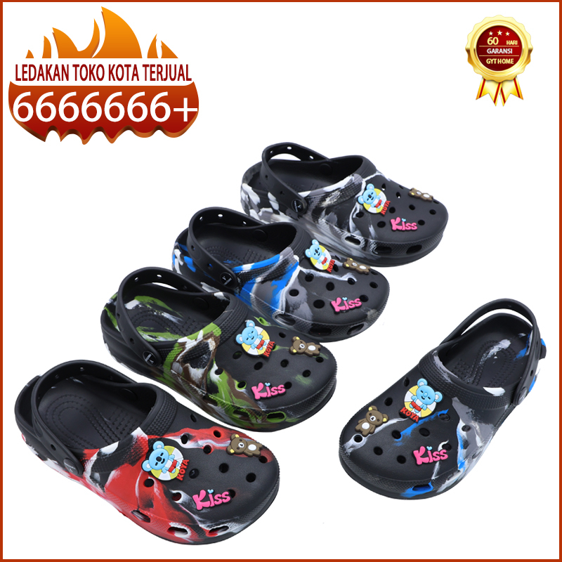 Sandal Kodok Wanita Sandal Baim Wanita Slop Kodok Classic Bae Clog Motif Kiss Eva Anti Slip