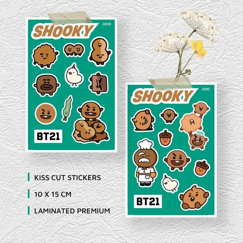 

Sticker BT21 Shooky Kisscut Laminated A6 Set 2pcs Design Beda