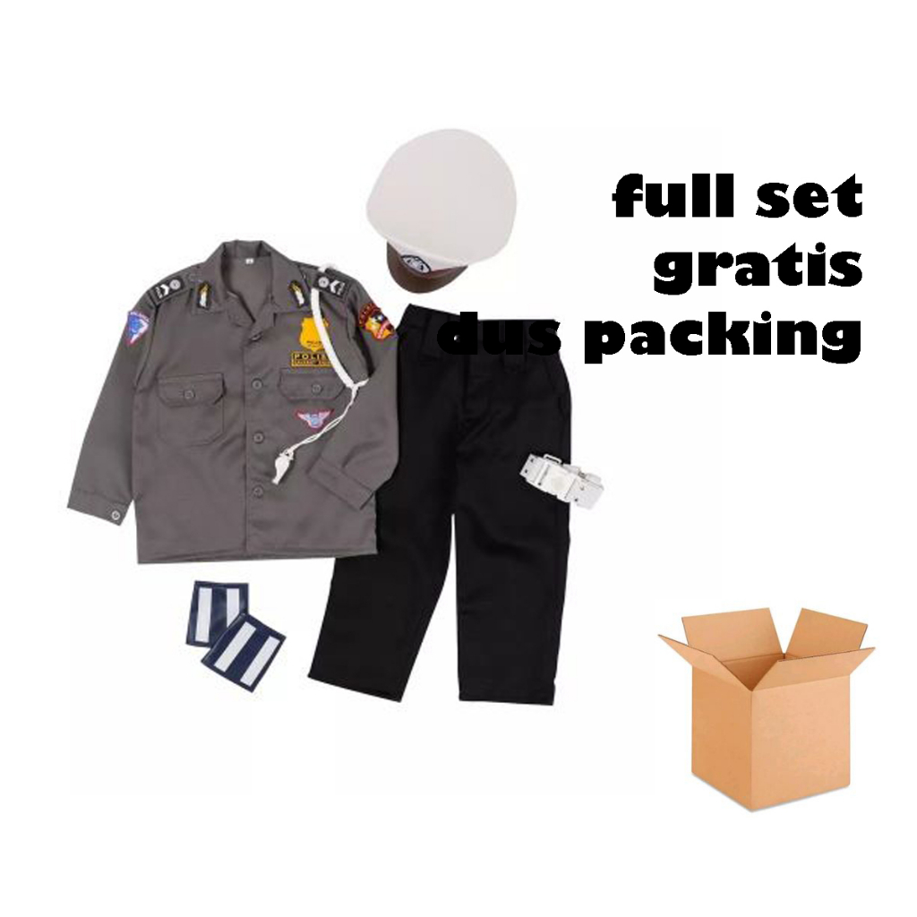 Discount Baju Setelan Polisi Tni Cilik +Box Packing