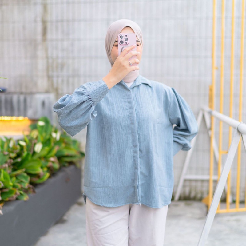 ATASAN VIRAL!!! Kemeja Lady Crush Lengan Balon Atasan Blouse Wanita Kekinian