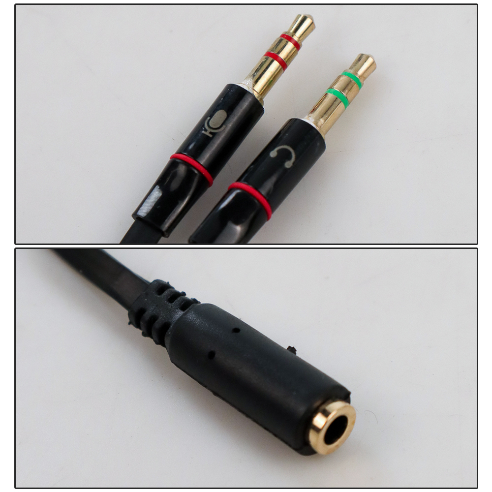 TAFFWARE SPLITTER AUDIO JACK FEMALE KE DUAL 3.5MM MALE (MIC+HEAR) L43 BLACK