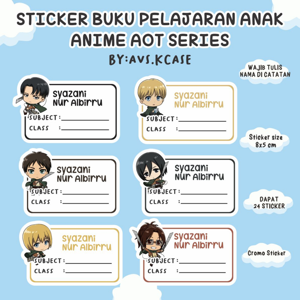 

STIKER BUKU PELAJARAN ATTACK ON TITAN