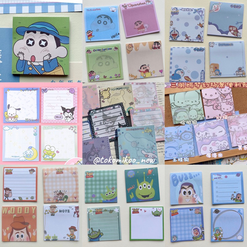 Sticky Notes Karakter Melody Cinamoroll kuromi pochacco lLTS pompompurin sinchan doraemon toy story