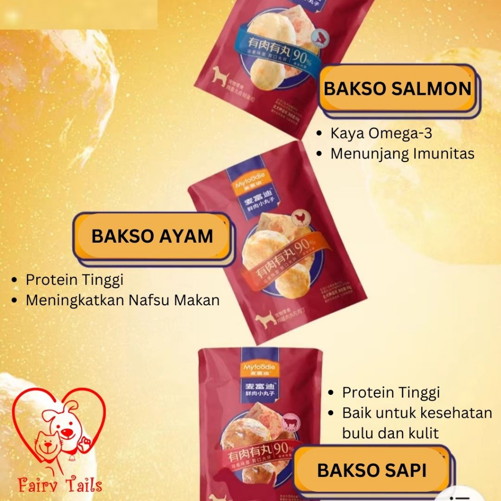 Snack Bakso Daging Untuk Anjing Makanan Basah Dengan Daging Asli Premium Kemasan Kantong Pouch (MyFoodie) Ayam Salmon Sapi | Pengganti Makanan Kaleng Anjing Sehat dan Nutrisi Tinggi | Dog Healthy Wet Food with Real Meatball and Meat Soup