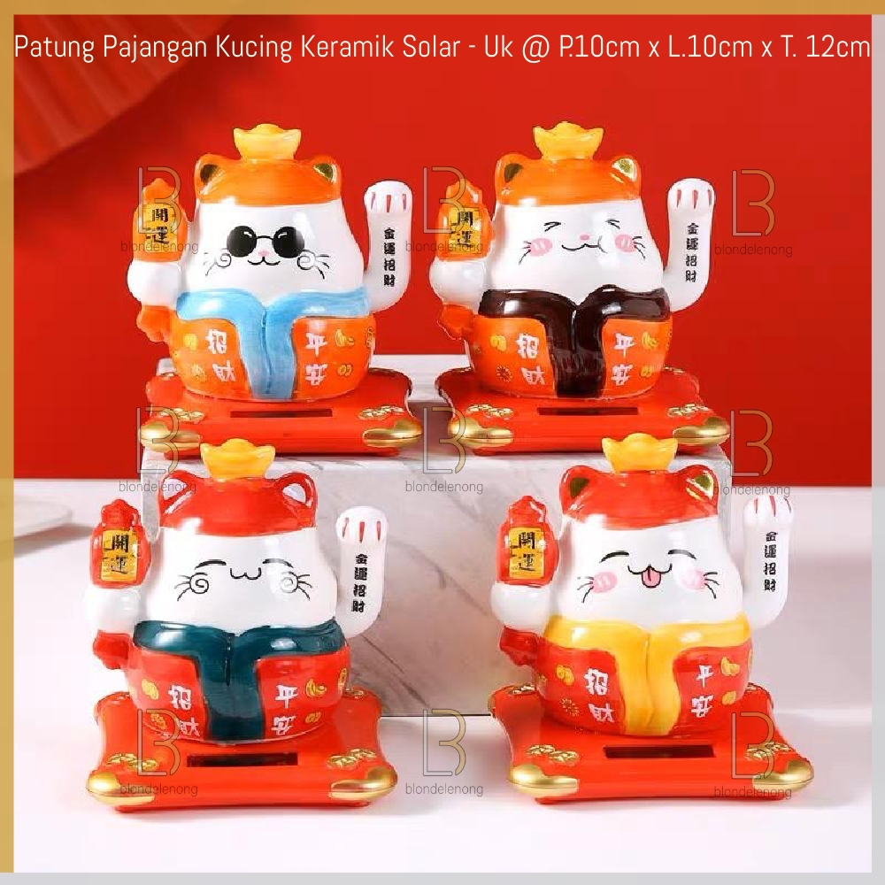 Pajangan Patung Boneka Kucing Hoki Lucky Cat Maneki Neko Rejeki Keberuntungan Keramik Cina Solar