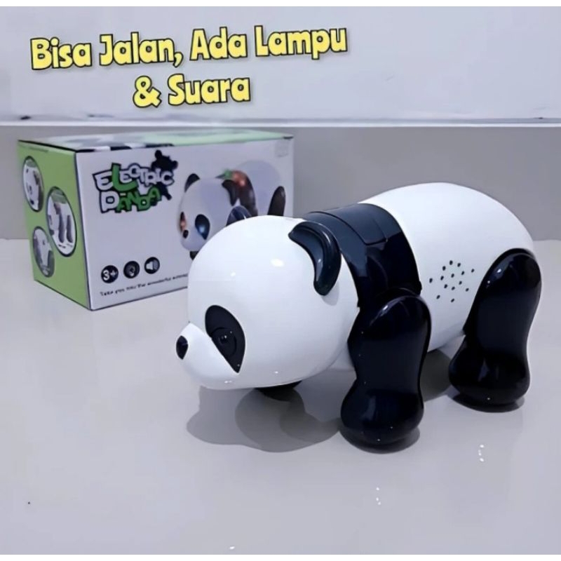 Mainan Panda Berjalan Murah ada Lampu dan Suara Anak Eduaksi - Boneka Figure Hewan Panda Baterai bis