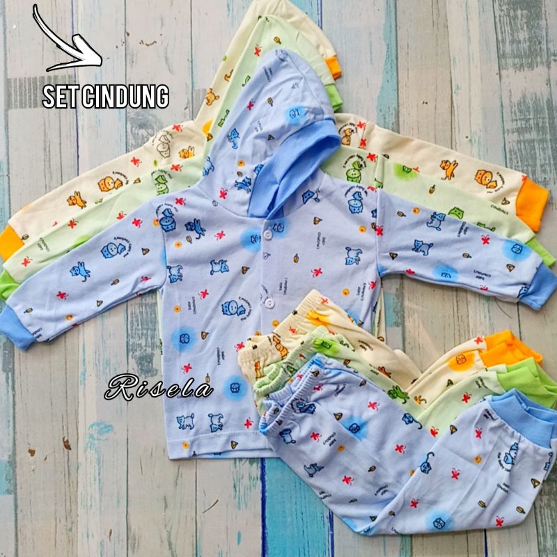 Setelan Baju Bayi Tidur Kancing Depan hoodie 1-18 bulan