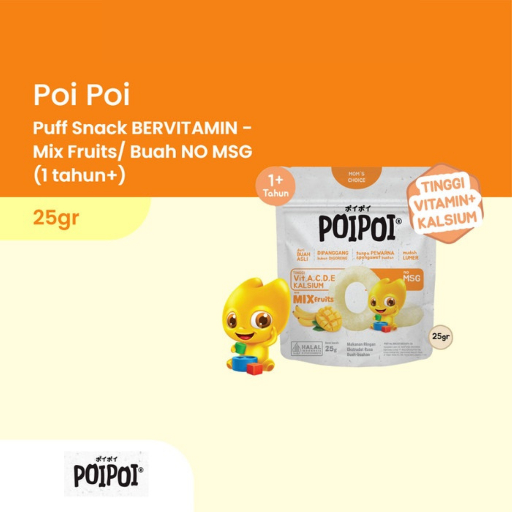 Poipoi Puff Snack Makanan Ringan Camilan Bayi Rasa Mixfruit 25g