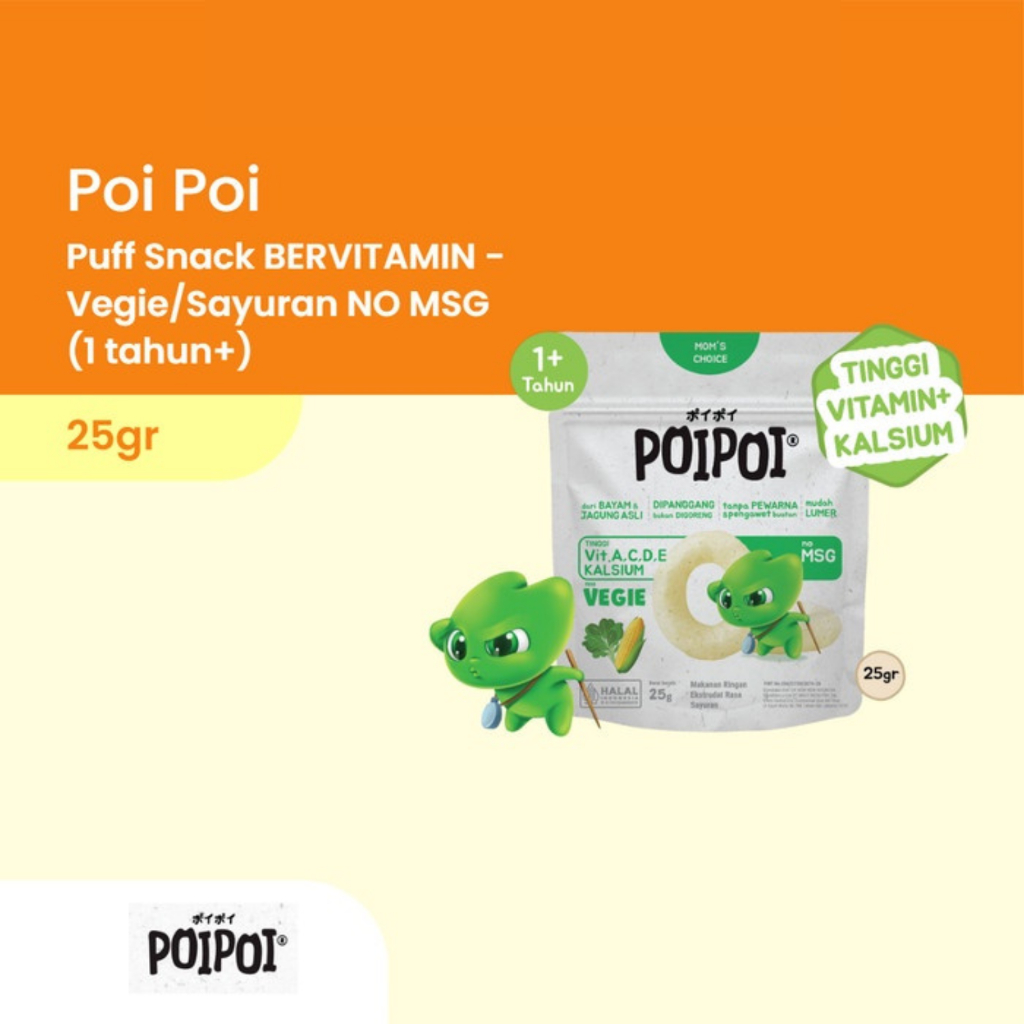 Poipoi Puff Snack Makanan Ringan Camilan Bayi Rasa Vegie 25g