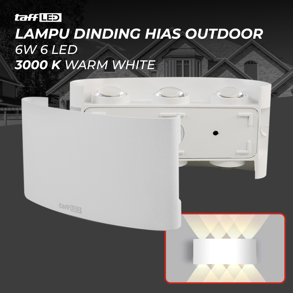 Lampu Dinding Hias Outdoor Aluminium 6W 6 LED Warm White / Lampu Dinding Tempel Hias Taman Pilar Teras Outdoor 1 / 2 Arah Kotak Segi / LAMPU DINDING TERAS MINIMALIS / LAMPU HIAS / LAMPU PILAR/ LAMPU TAMAN OUTDOOR INDOOR ANTI AIR MODERN