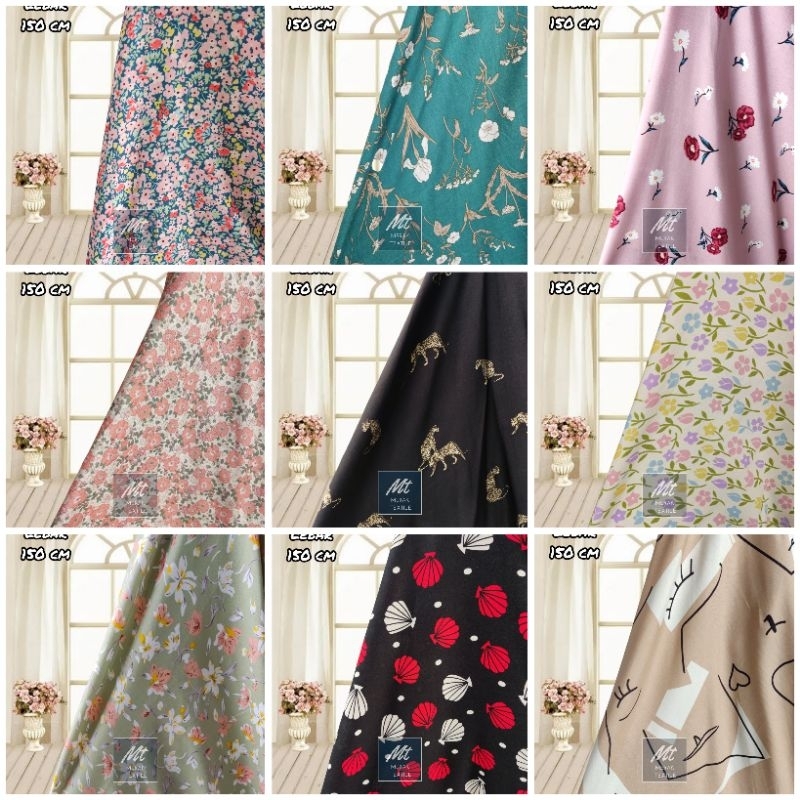 Kain Katun Rayon Motif Viscose Premium (Harga 0,5 Meter)