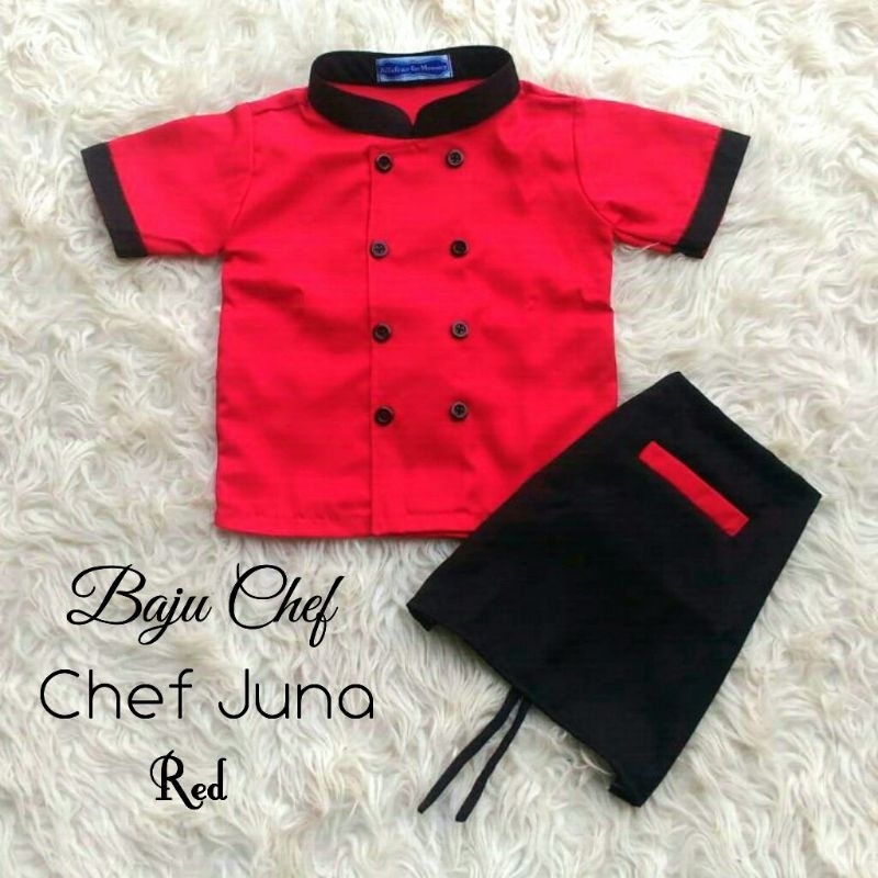 kostum chef juna merah/baju chef anak/kostum koki anak/baju koki anak/kostum master chef anak