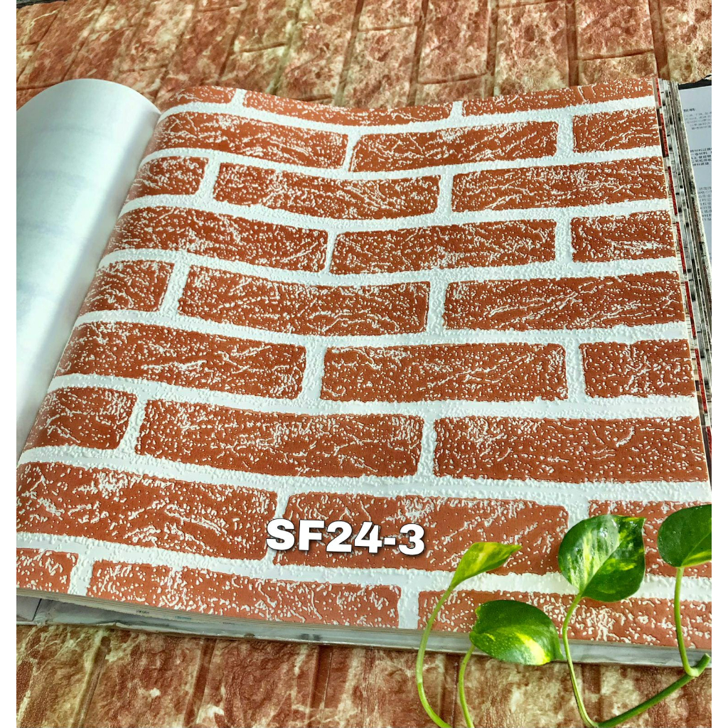 Wallpaper Dinding Batu Bata Merah Abu Embos Timbul Keren Sf