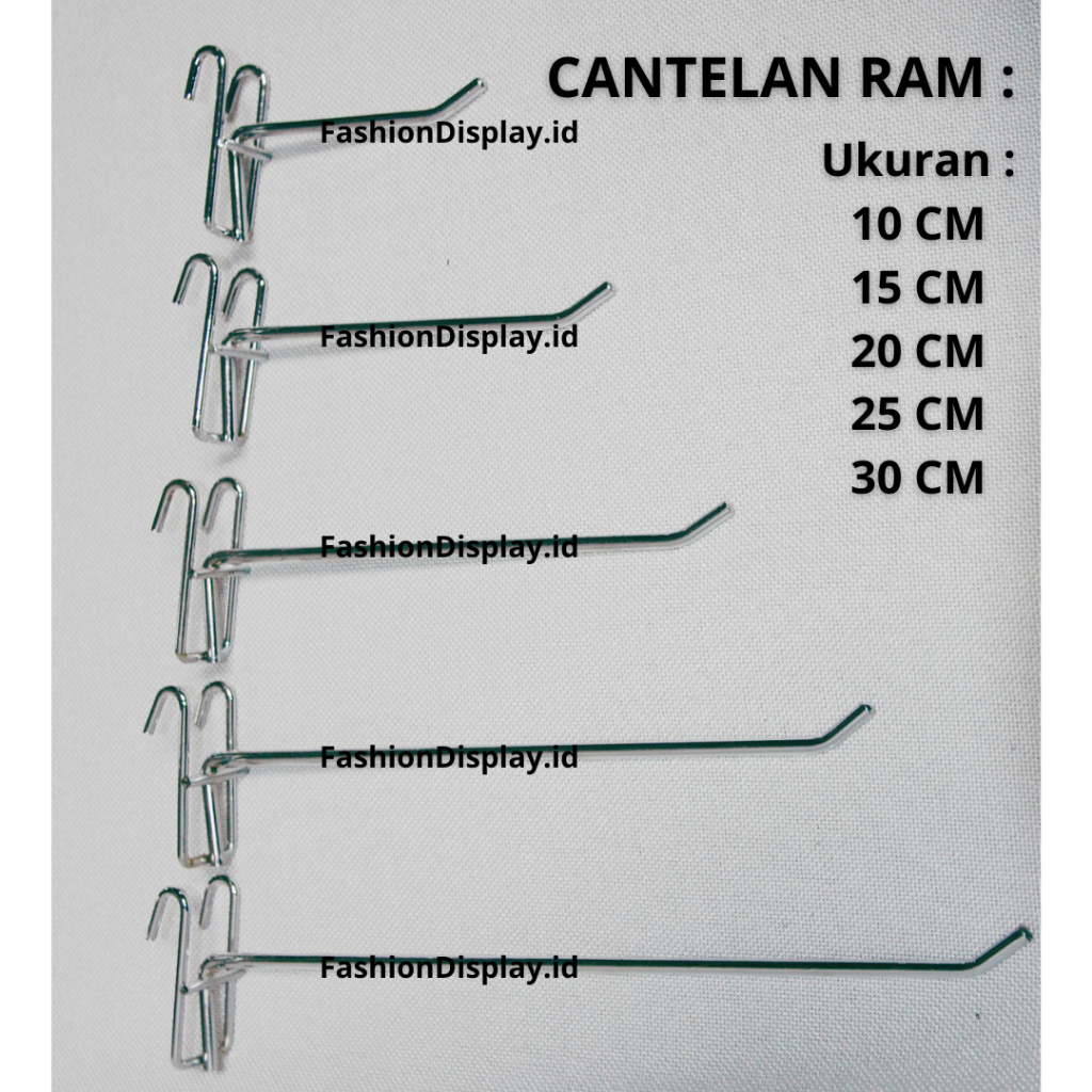 Single Hook Ram Berbagai macam Ukuran Display Gantungan Aksesoris / Cantelan Ram Besi Croom (BH)