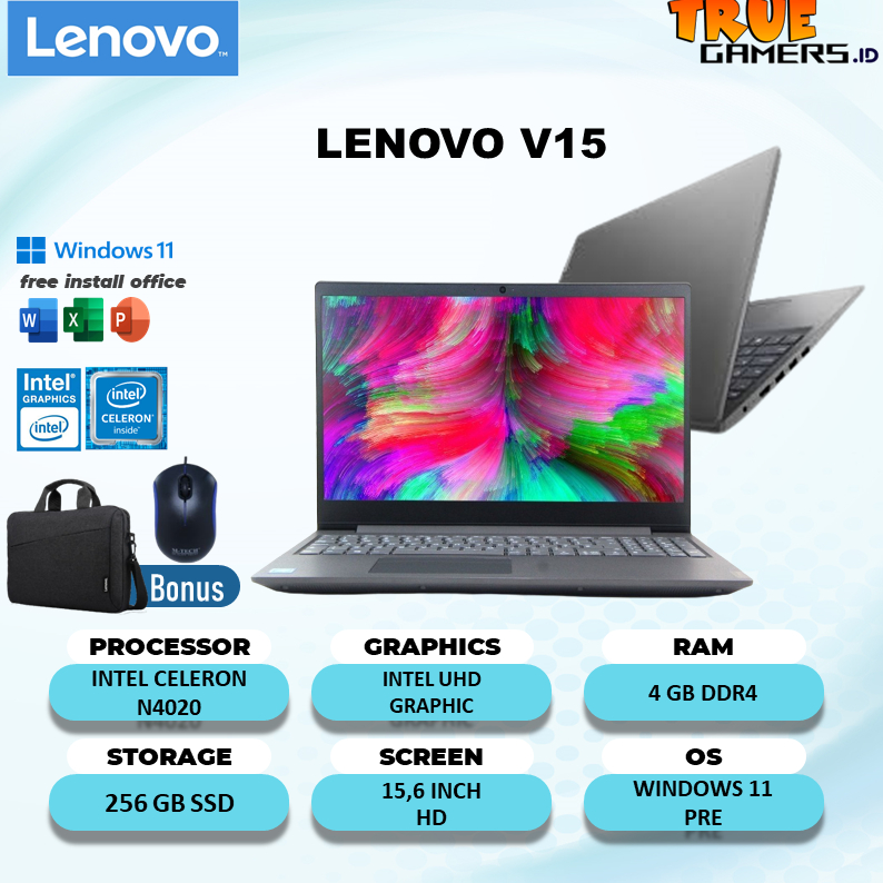 Laptop Lenovo V15 N4020 4GB 256SSD W11PRE 15.6