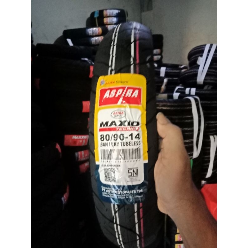 BAN TUBLES MATIC ASPIRA MAXIO TECHNO 80/90-14 BAN BARU, FREE PENTIL